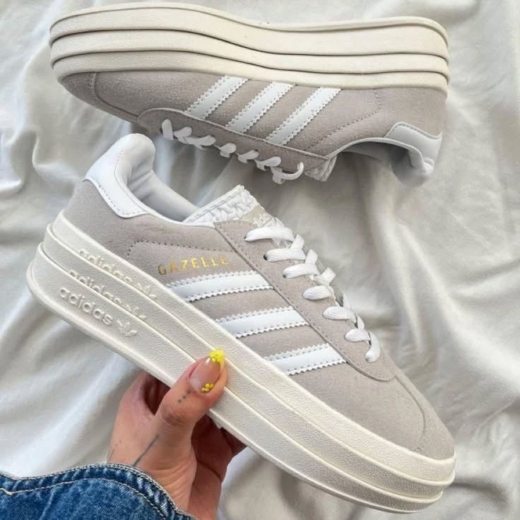 Adidas Gazelle Bold Grey White (Women's) - HQ6893 - Men's and Women's Sneakers > Sneakers > Adidas Gazlle > Low - Top Sneakers