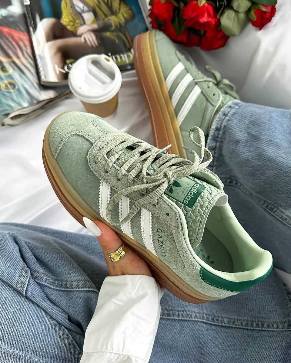 Adidas Gazelle Bold Silver Green (W) - ID6998 - Men's and Women's Sneakers > Sneakers > Adidas Gazlle > Low - Top Sneakers