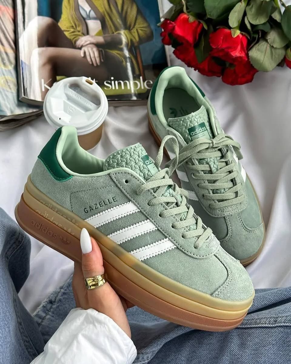 Adidas Gazelle Bold Silver Green (W) - ID6998 - Men's and Women's Sneakers > Sneakers > Adidas Gazlle > Low - Top Sneakers