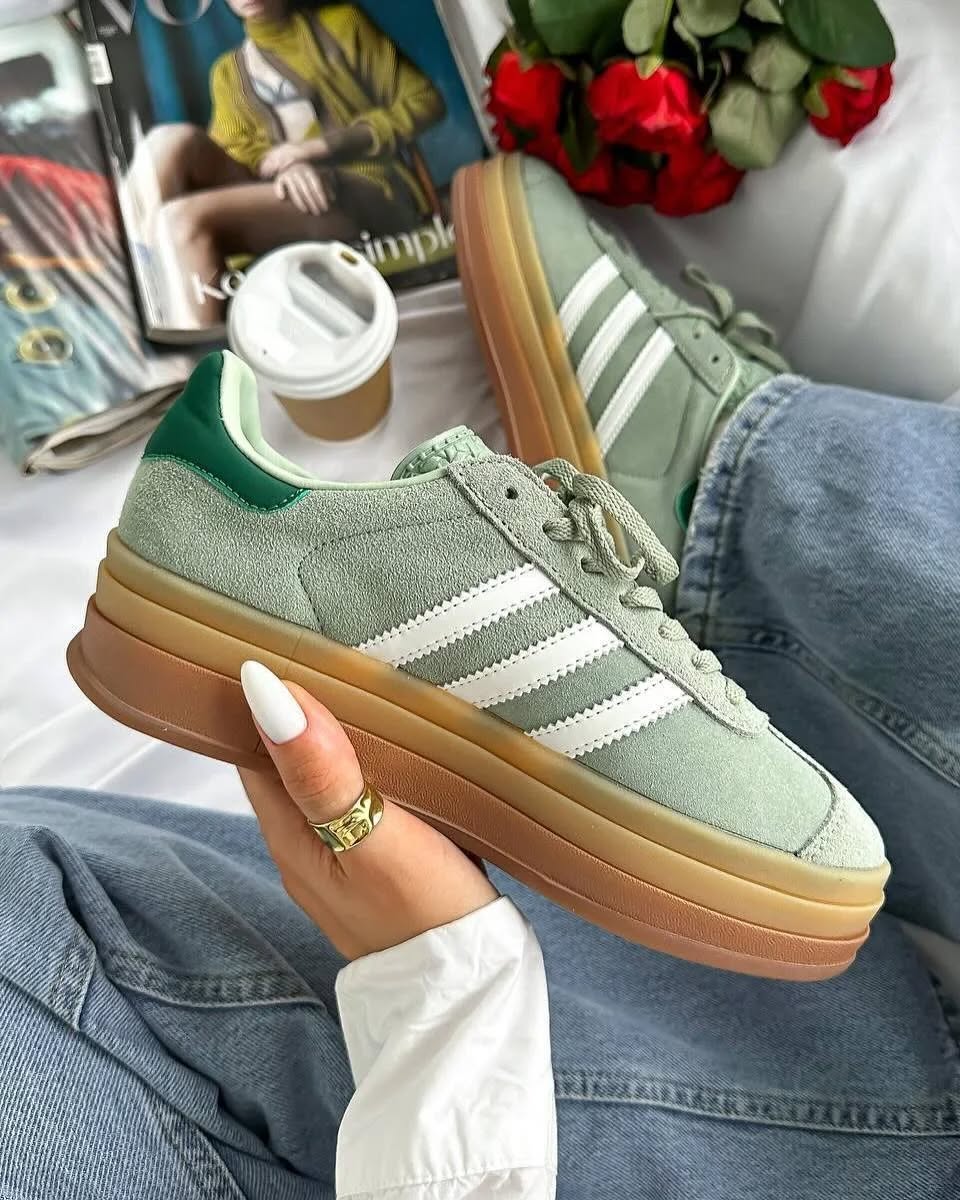 Adidas Gazelle Bold Silver Green (W) - ID6998 - Men's and Women's Sneakers > Sneakers > Adidas Gazlle > Low - Top Sneakers