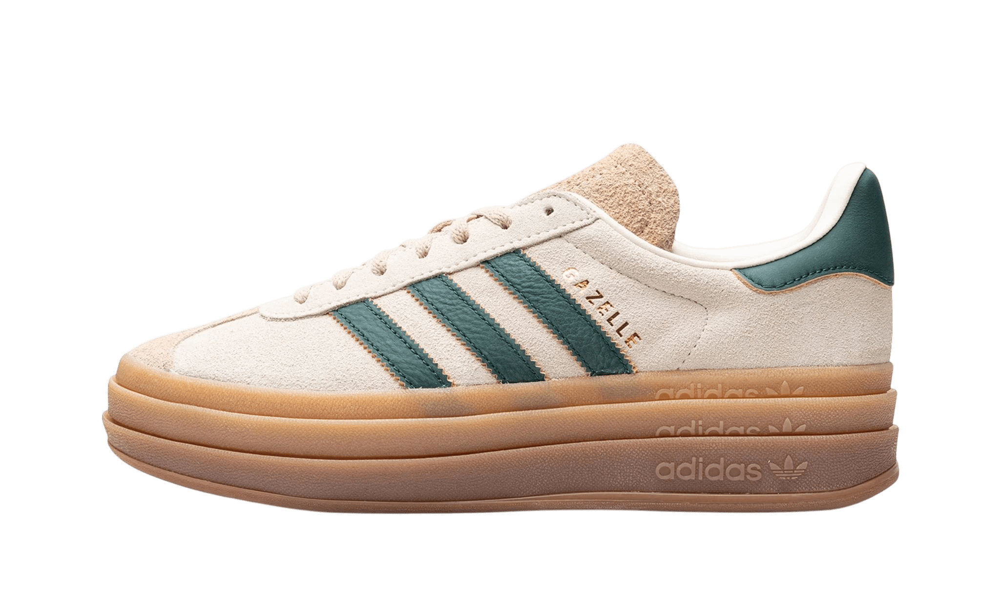 adidas Gazelle Bold Magic Beige Collegiate Green (W) - ID7056 - Men's and Women's Sneakers > Sneakers > Adidas Gazlle > Low - Top Sneakers