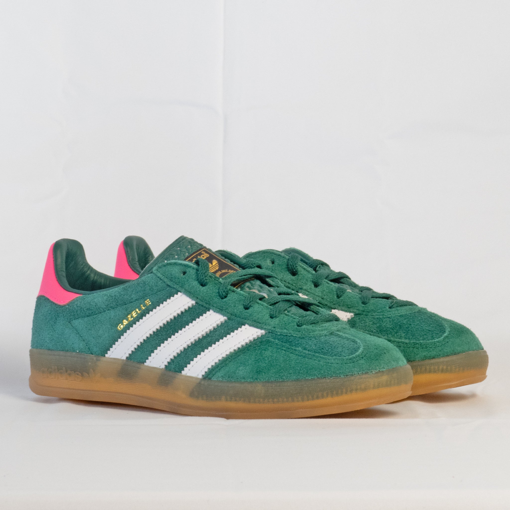 Adidas Gazelle Indoor Collegiate Green Lucid Pink (W) - IG5929 - Men's and Women's Sneakers > Sneakers > Adidas Gazlle > Low - Top Sneakers