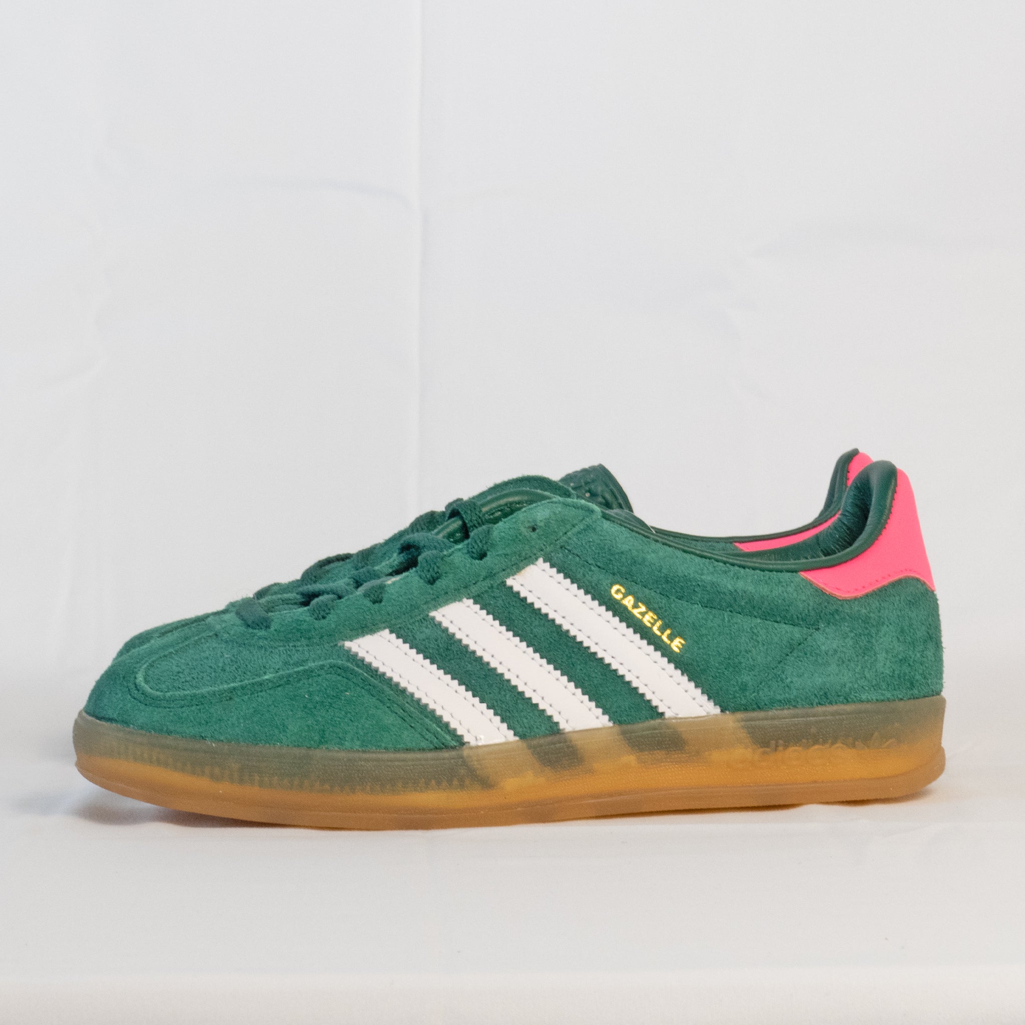 Adidas Gazelle Indoor Collegiate Green Lucid Pink (W) - IG5929 - Men's and Women's Sneakers > Sneakers > Adidas Gazlle > Low - Top Sneakers