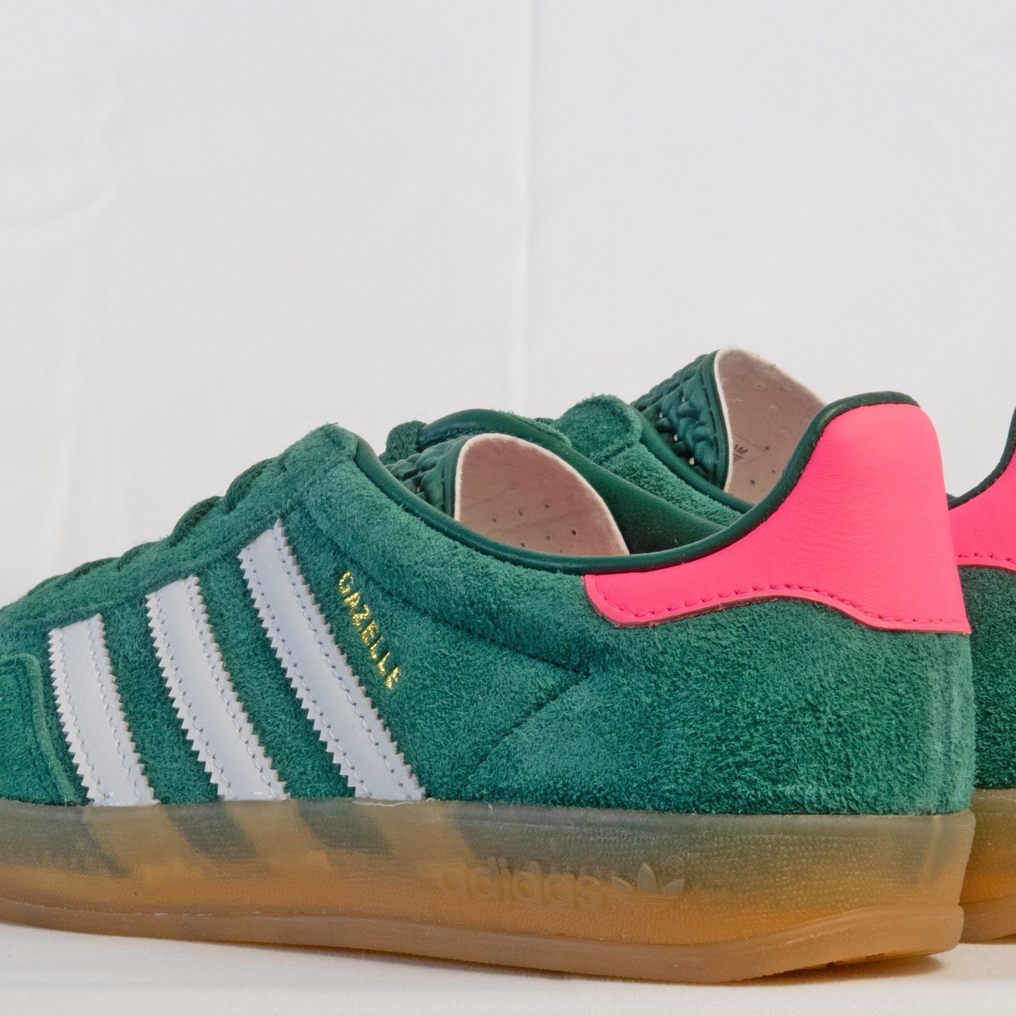 Adidas Gazelle Indoor Collegiate Green Lucid Pink (W) - IG5929 - Men's and Women's Sneakers > Sneakers > Adidas Gazlle > Low - Top Sneakers