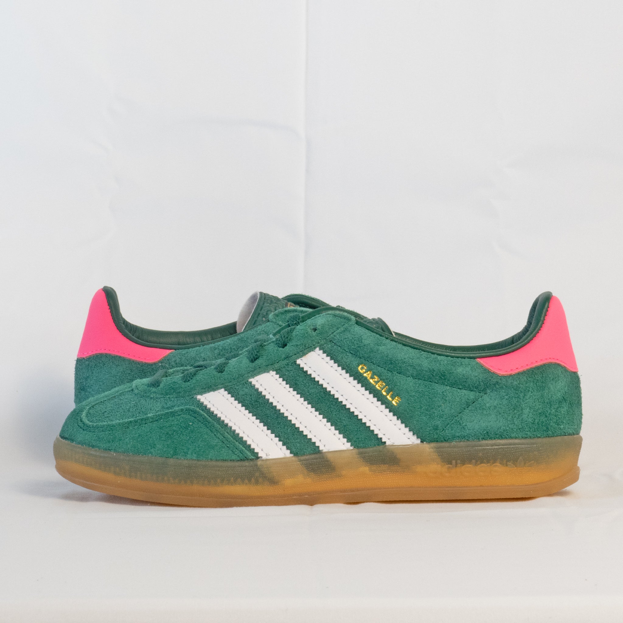 Adidas Gazelle Indoor Collegiate Green Lucid Pink (W) - IG5929 - Men's and Women's Sneakers > Sneakers > Adidas Gazlle > Low - Top Sneakers