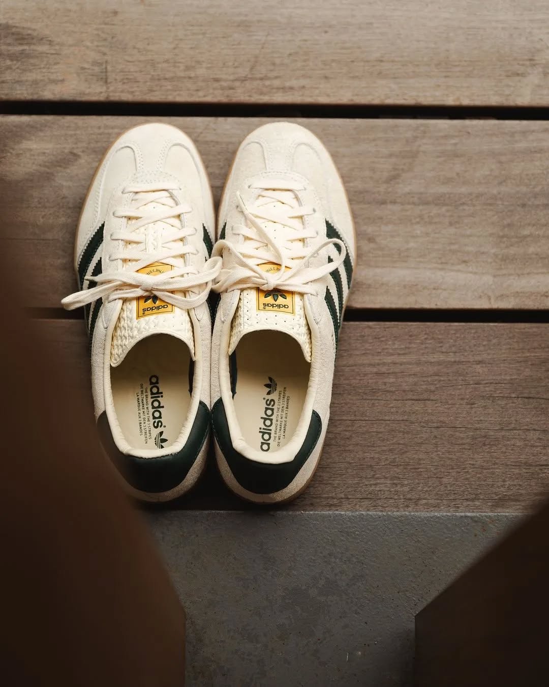 Adidas Gazelle Indoor Cream White Collegiate Green Gum - IH7502 - Men's and Women's Sneakers > Sneakers > Adidas Gazlle > Low - Top Sneakers
