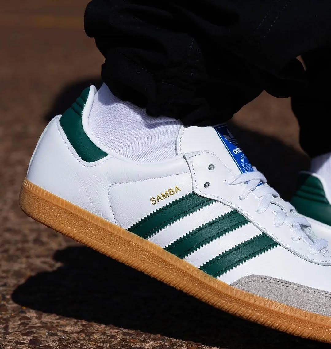 Adidas Samba OG White Collegiate Green Gum - IE3437 - Men's and Women's Sneakers > Sneakers > Adidas Samba > Low - Top Sneakers
