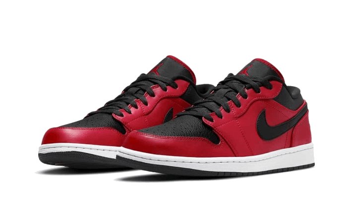 Air Jordan 1 Low Reverse Bred Pebbled Swoosh - 553558 - 605 - sneakers