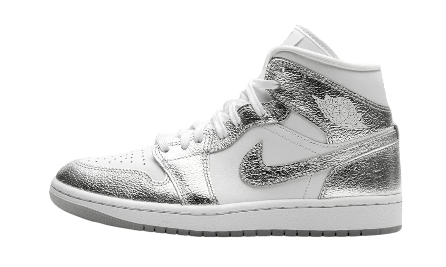Air Jordan 1 Mid Crinkled Chrome - FN5031 - 100 - Men's and Women's Sneakers > Sneakers > Jordan 1 > Mid - Top Sneakers