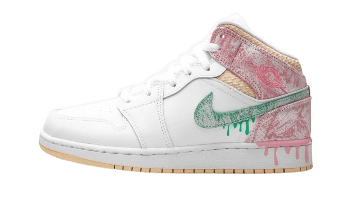 Air Jordan 1 Mid SE Paint Drip - DD1666 - 100 - Men's and Women's Sneakers > Sneakers > Jordan 1 > Mid - Top Sneakers