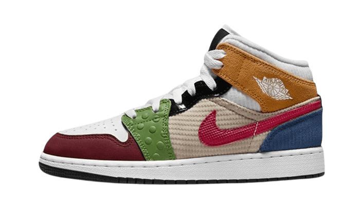 Air Jordan 1 Mid SE Patchwork - DR6957 - 100 - Men's and Women's Sneakers > Sneakers > Jordan 1 > Mid - Top Sneakers