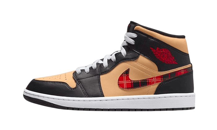 Air Jordan 1 Mid SE Tartan Swoosh - DZ5329 - 001 - Men's and Women's Sneakers > Sneakers > Jordan 1 > Mid - Top Sneakers