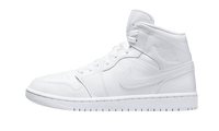 Air Jordan 1 Mid Triple White Patent Swoosh