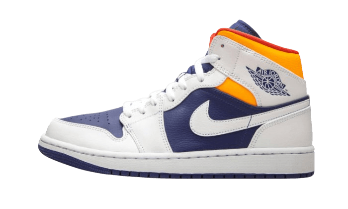 Air Jordan 1 Mid White Laser Orange Deep Royal Blue - 554725 - 131 - Men's and Women's Sneakers > Sneakers > Jordan 1 > Mid - Top Sneakers