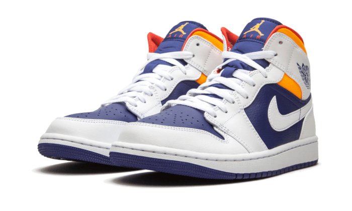 Air Jordan 1 Mid White Laser Orange Deep Royal Blue - 554725 - 131 - sneakers