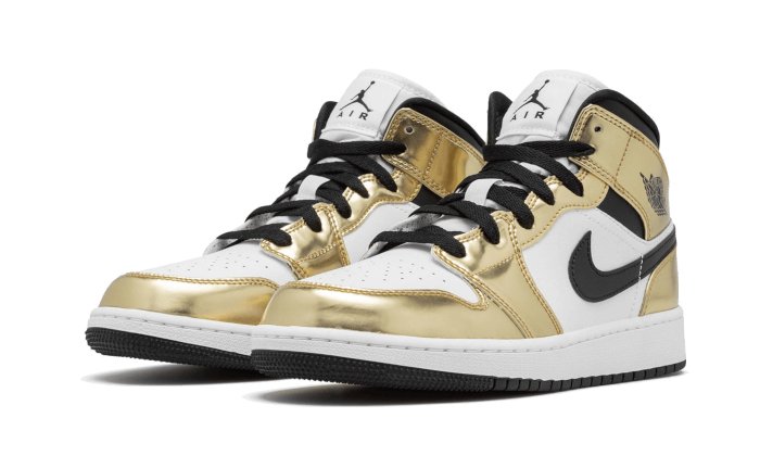 Air Jordan 1 Mid White Metallic Gold - DC1419 - 700 - sneakers