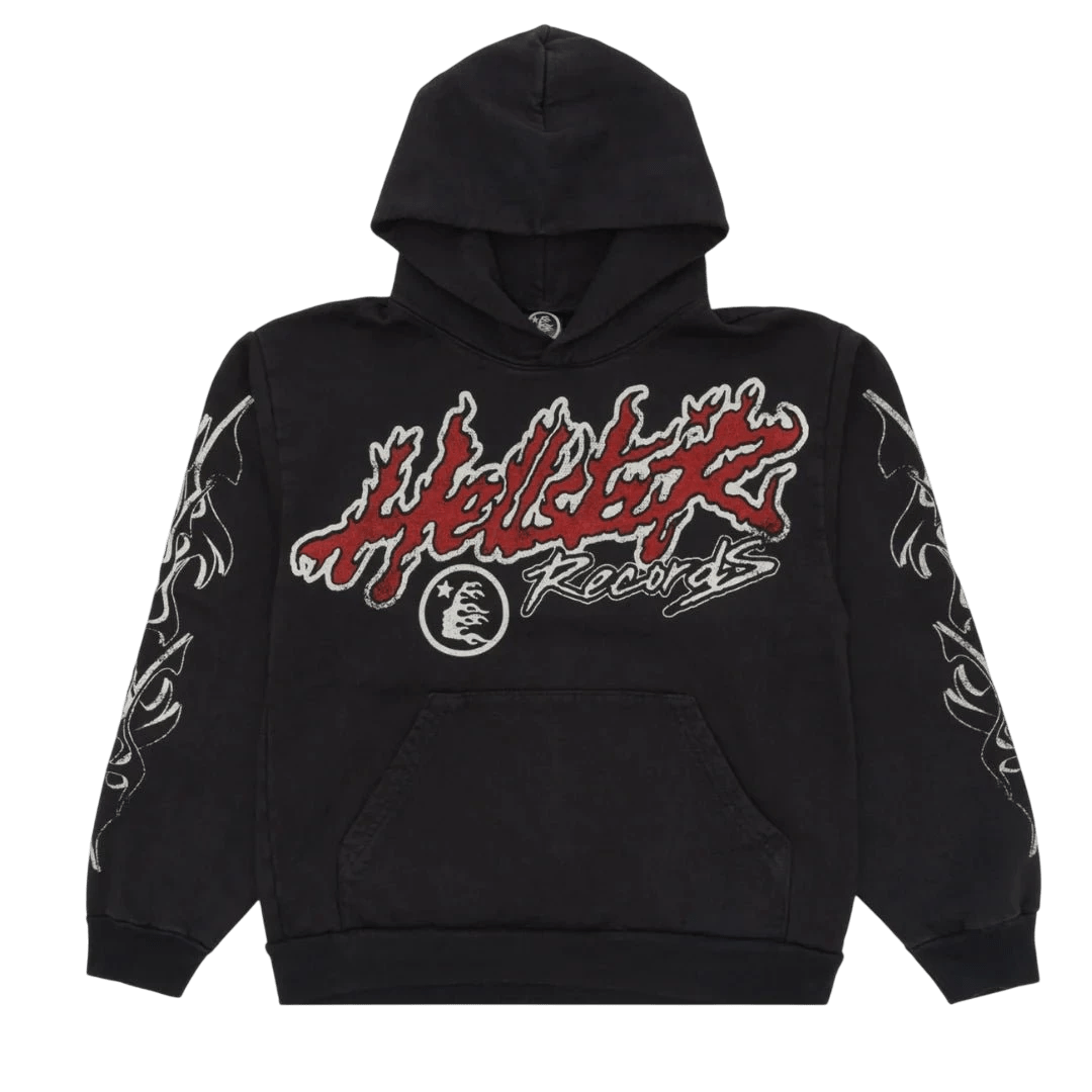 Hellstar Records Tour Hoodie Black - HELLSTR - HOODIE - RCRDS - BLCK - 