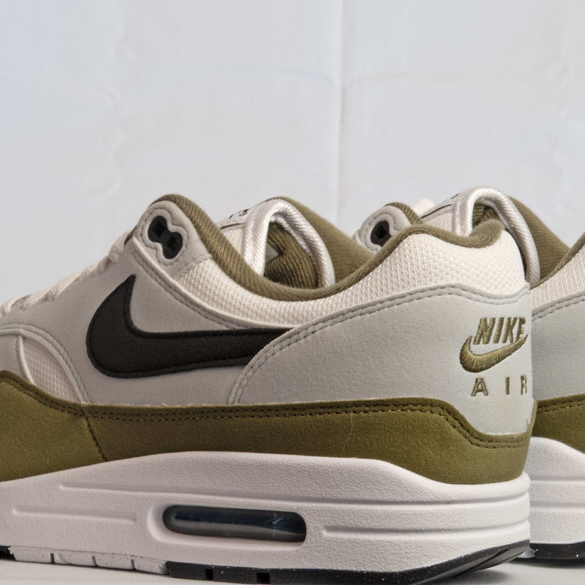 Nike Air Max 1 White Black Medium Olive - FD9082 - 102 - Men's and Women's Sneakers > Sneakers > Air Max 1 > Low - Top Sneakers