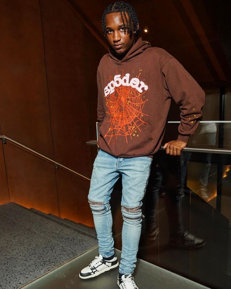 Sp 5 Der Sp5der Web Hoodie Brown - S5D - SPWEHB - BROWN - apparels
